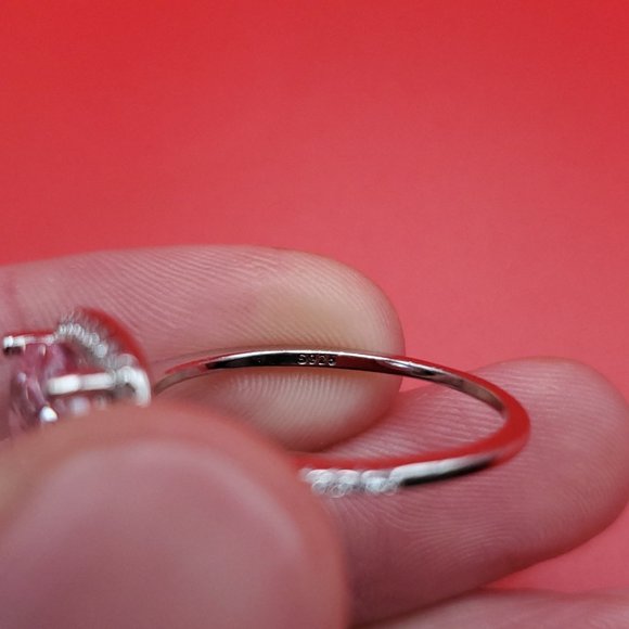 Size 10.5 925 Sterling Silver Square Cubic Zirconia Halo Ring - Picture 5 of 8